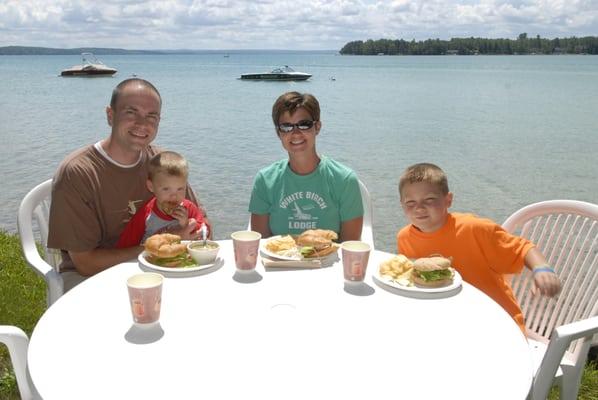 Delicious meals served 3 times daily on the beachfront deck or in the dining hall.