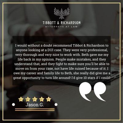 Client Testimonials For Tibbott & Richardson Attorneys At Law In Pennsylvania From Jason Goss