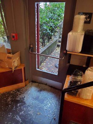 Store front door glass repair