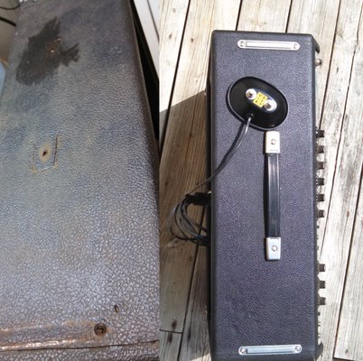 Before and After - tolex cleaning on '76 Fender Vibrolux Reverb.