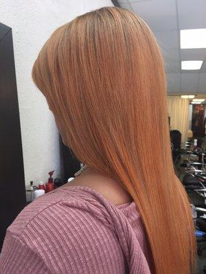 Beautiful results exactly the color I told Maria to do! From blonde to cooper