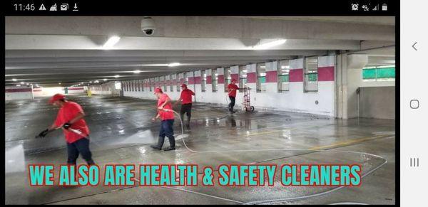 We clean and disinfect, breezeways, warehouses, parking garages,