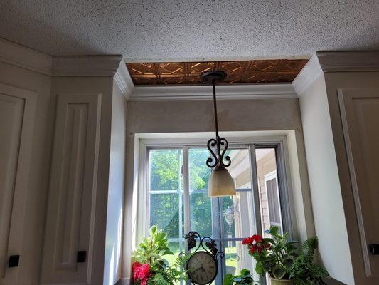 Crown molding installed in a kitchen