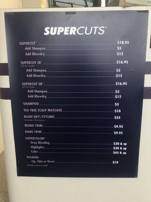 Pricing menu