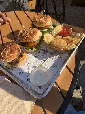 Trio Burger with fries