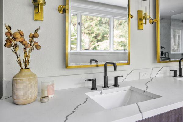 ASG Avenza Quartz Honed - Modern Cabinet - Master Bath Remodel