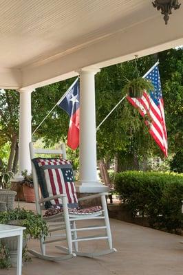 Relax on our front porch at Sandstone Street Bed and Breakfast, Llano, Texas