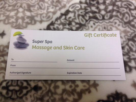 the gift certificate is available