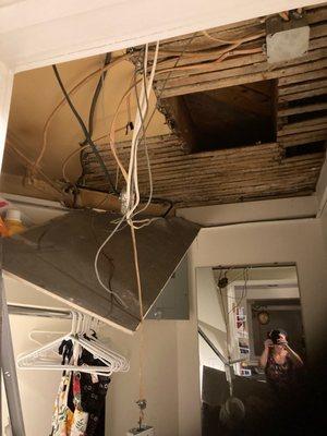 Ceiling that collapsed on my at the Grandin Property apartment I rented.