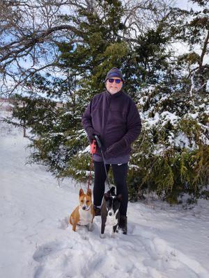 Skyler and Autumn always a happy basenji