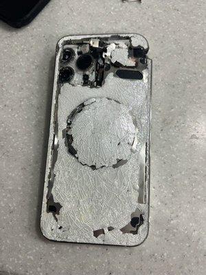 Picture of destroyed phone prior to my visit.