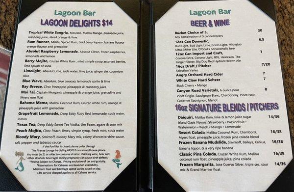 Drink menu