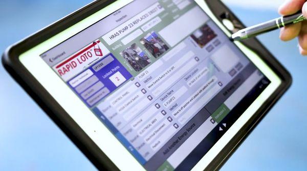 Rapid LOTO app to manage and create lockout procedures and programs being used on an iPad in a facility.