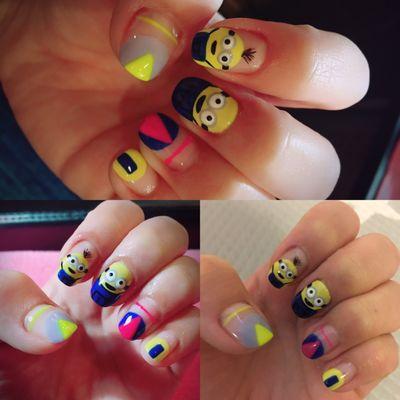 Minions charater nails (hand drawing art)