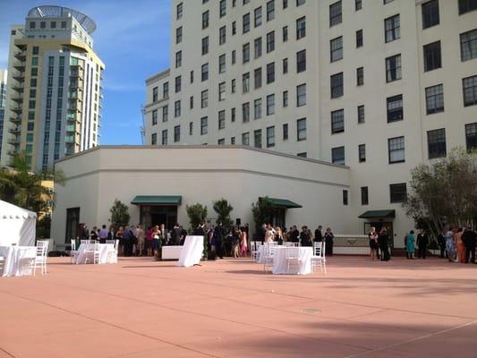 Wedding cocktail hour on East patio