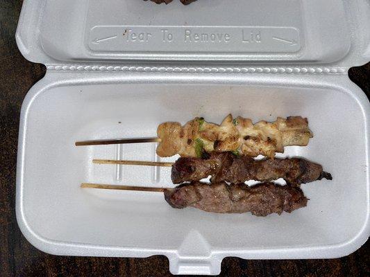 Chicken and beef skewer