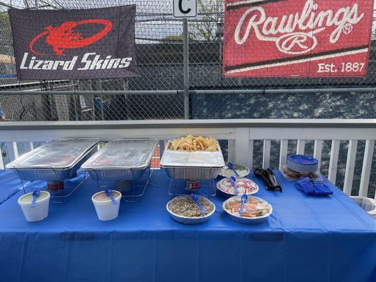 Patio was great for food display and cake celebration.