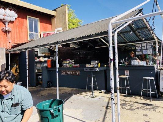 Out door bar.  Perfect location for a drink after work