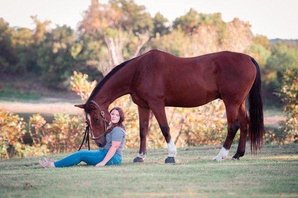 Amber and her retired jumper Chester