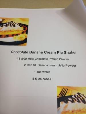 They also have samples of different shake recipes!