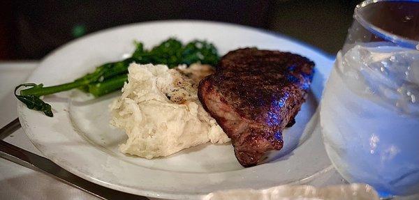 New York steak, cooked to order.