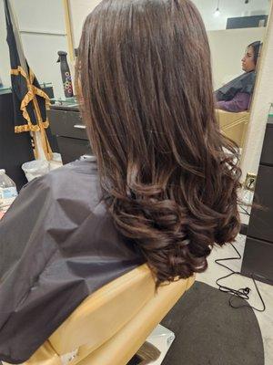 Hair treatment with cut & curls