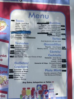 Menu items