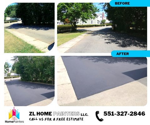 Resurface of driveway. Power wash, Repair cracks and paint.