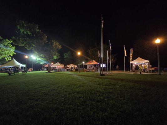 Lots of nice grass people set up on to watch concert