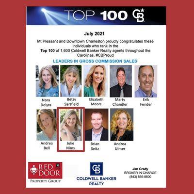 Celebrating being part of the Coldwell Banker Top 100 for sales in July 2021!