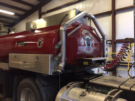 Total length of this trailer and truck came to just under 50', and we were able to fit it all in our heated shop comfortably!