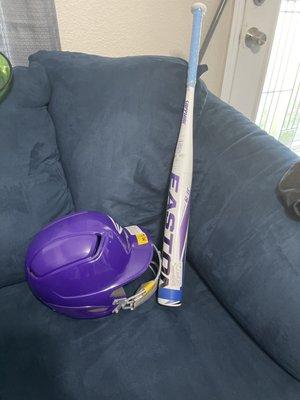 New Softball bat and helmet