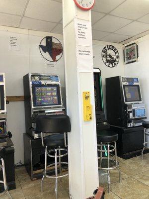 Slot machines next to counter