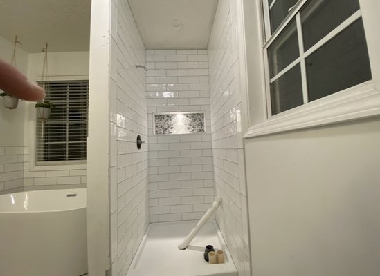 Bathroom tile shower build