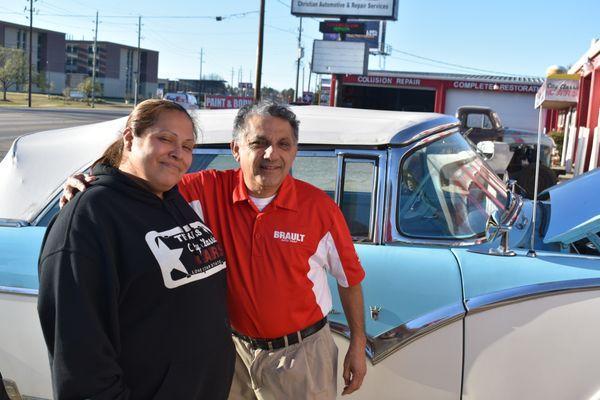 Carol, the GM of City Classic Cars, and her Brault paint rep Mr. Marco.