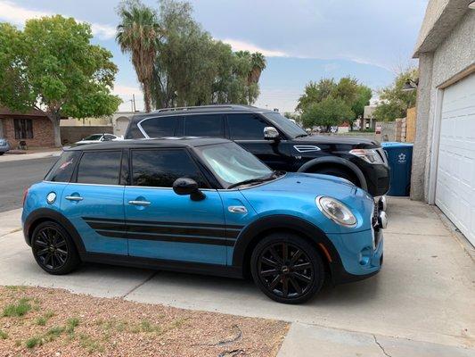 Two cars tinted by SWAT Motorsports