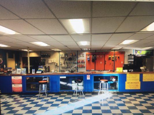 Service Counter, behind which is a giant warehouse of solar and other building supplies