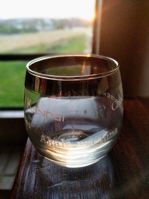 One of the glasses with "Cheers" in several languages. Each phrase has a unique font! Plus, the layout makes it look like a globe.