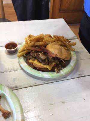 Whole hog sandwich with fries!