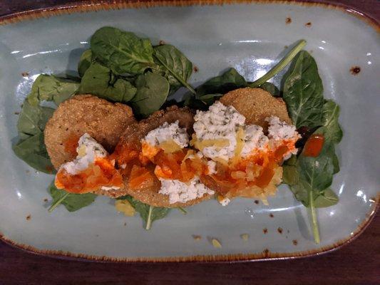 Fried green tomatoes with an herbed chevre at the Hilton Knoxville