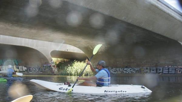 Under an overpass.