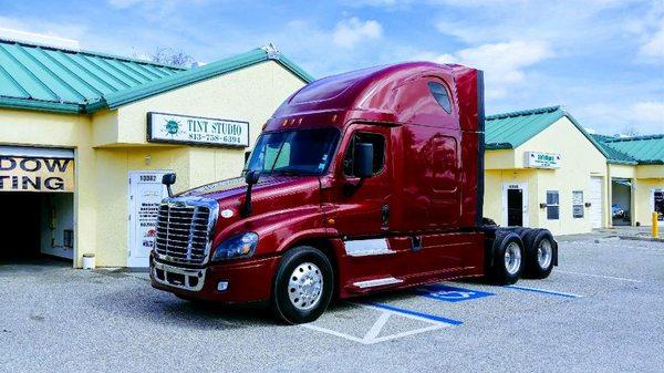 Freightliner tinted with our high performance ATR film by Llumar