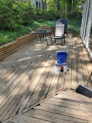 This deck was literally black with mildew and dirt and this what it looks like after a good pressure wash