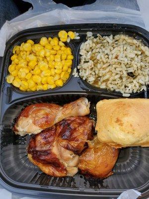 3 piece dark with rice and corn