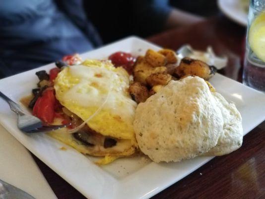 Some kinda omelette - my friend thought those biscuits were quite amazing.