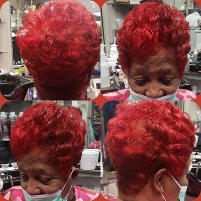 Color relaxer and cut, style Healthly hair care