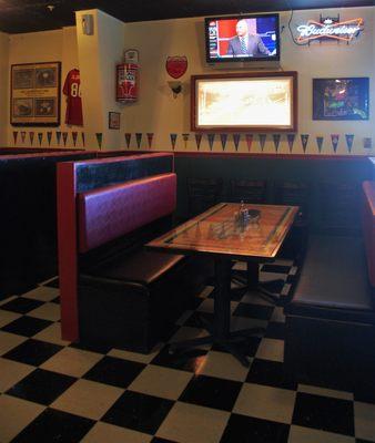 Our booths offer comfortable viewing for the game.