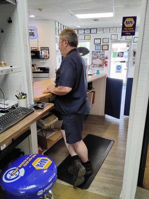 Dave is at the front counter with his wife Sherry.