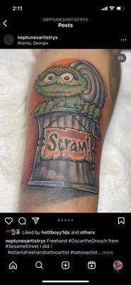 My instagram is NeptunesArtistrys! As seen in the photo! (All freehand Oscar the grouch)