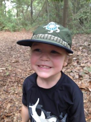 Happy with his new hat.